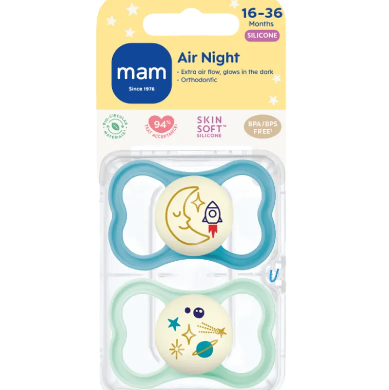 MAM Air Sut Night Silk 16-36M Blue (2 stk)