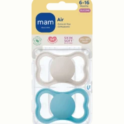 MAM Air Sut Silicone Blue 6-16M (2 stk)