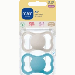 MAM Air Sut Silicone Blue 16-36M (2 stk)