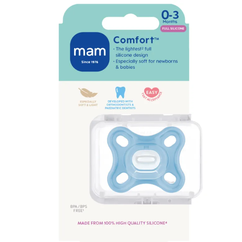 MAM Comfort Silikone Sut 0-3 Mdr. Blue (1 stk)
