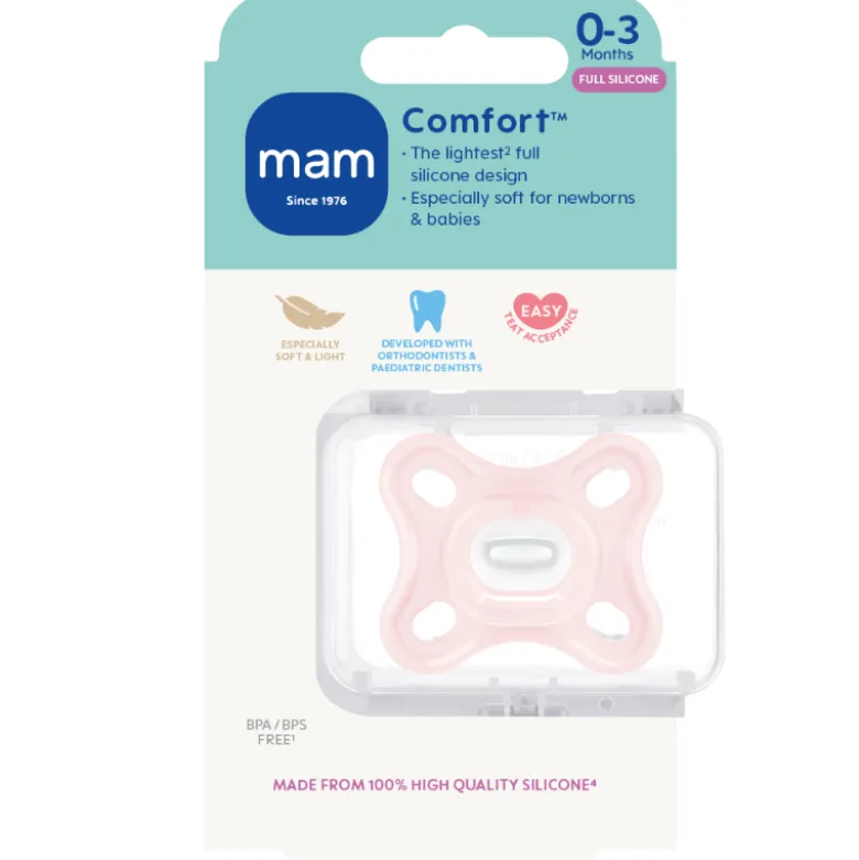 MAM Comfort Silikone Sut 0-3 Mdr. Pink (1 stk)
