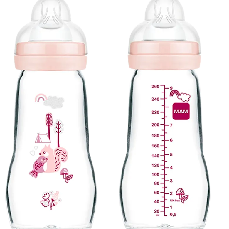 MAM Feel Good Glass Bottle Ass. Farver (260 ml)
