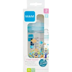 MAM Feel Good Glass Bottle Ass. Farver (260 ml)