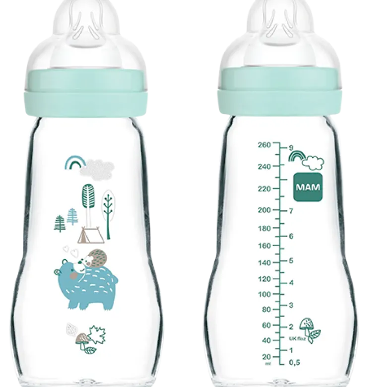MAM Feel Good Glass Bottle Ass. Farver (260 ml)