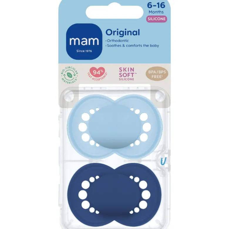MAM Original Sut Blue 6-16M Unprinted (2 stk)