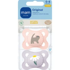 MAM Original Sut 0-6M Natural Rubber Pink (2 stk)