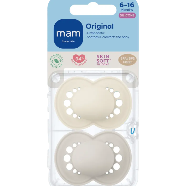 MAM Original Sut Neutral 6-16M Unprinted (2 stk)