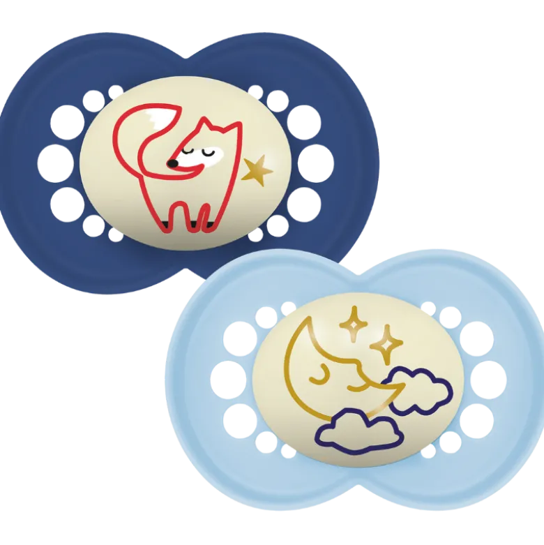 MAM Original Sut Night 6-16M Silicone Blue (2 stk)