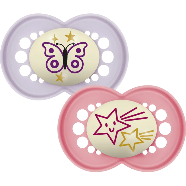 MAM Original Sut Night 6-16M Silicone Pink (2 stk)