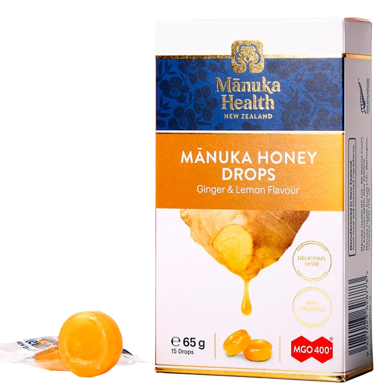 Manuka Health MGO 400+ Manuka Honey Drops Citron & Ingefær (15 stk)