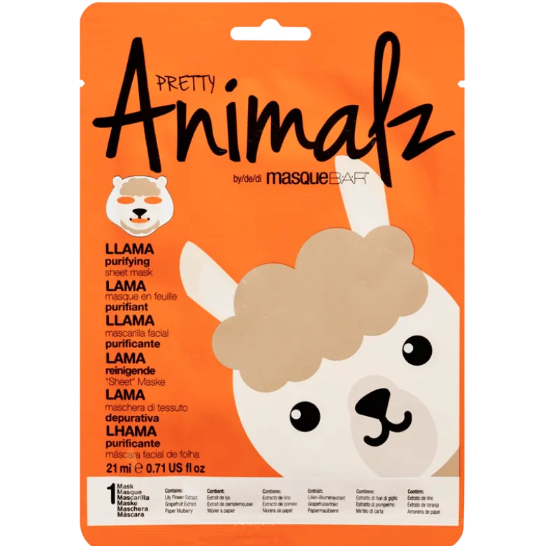MasqueBar Animalz Llama Sheet Mask (1 stk)