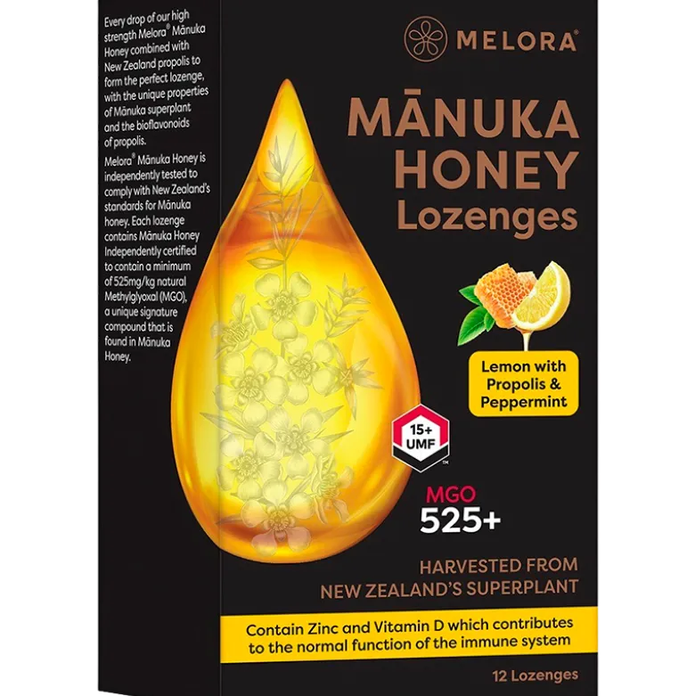 Melora Manuka Honey & Propolis Lozenges Lemon & Peppermint (12 stk)