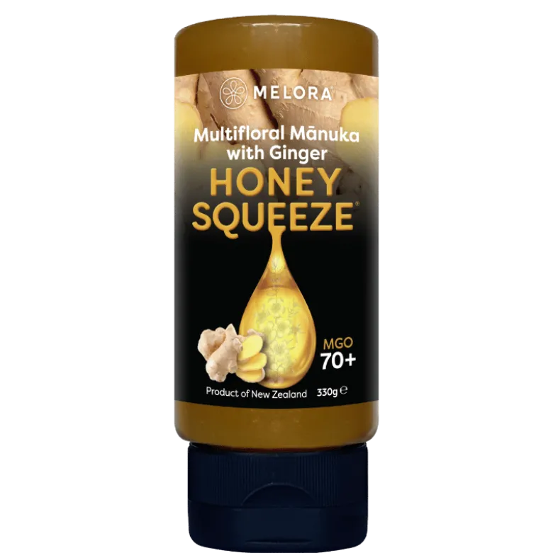 Melora Multifloral Manuka Honey 70+ MGO Ginger Squeeze (330 g)