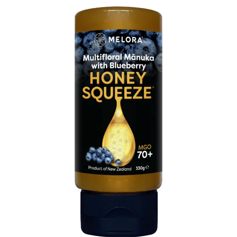 Melora Multifloral Manuka Honey 70+ MGO Blueberry Squeeze (330 g)