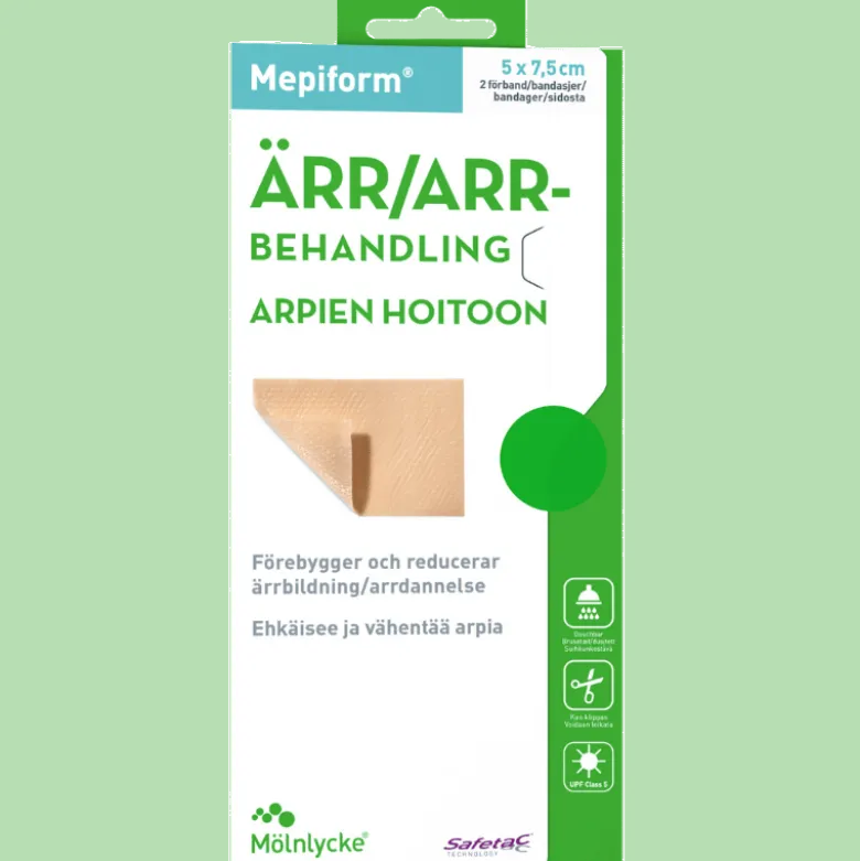 Mepiform Arplaster M. Silikoneklæb 5 cm x 7,5 cm (2 stk)