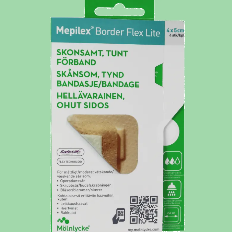 Mepilex Border Flex Lite Tynd Fleksibel Skum M. Silikoneklæb 4 x 5 cm (4 stk)