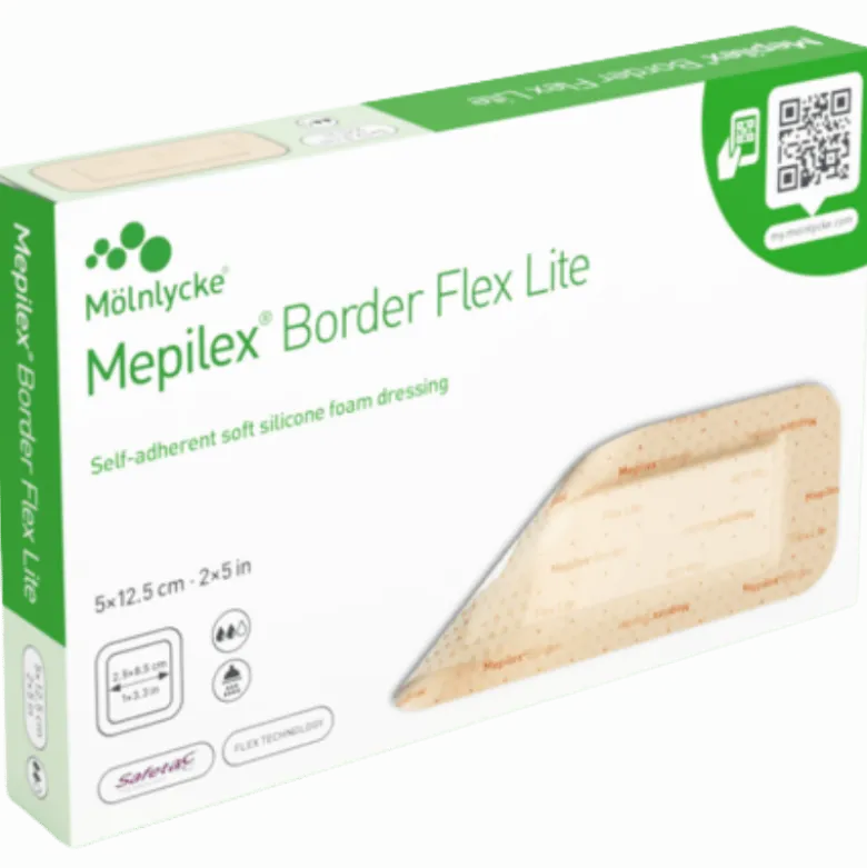 Mepilex Border Flex Lite Tynd Fleksibel Skum M. Silikoneklæb 5 x 12,5 cm (3 stk)