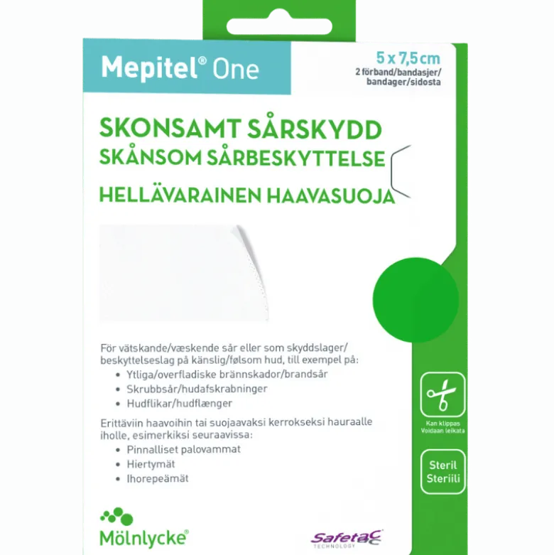 Mepitel One Sårkontaktlag M. Silikoneklæb 5 x 7,5 cm (2 stk)