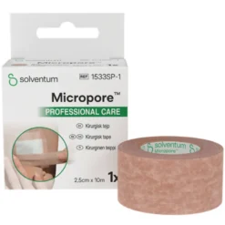 Micropore Kirurgisk Tape Lysebrun - 2,5 cm x 10 m (1 stk)