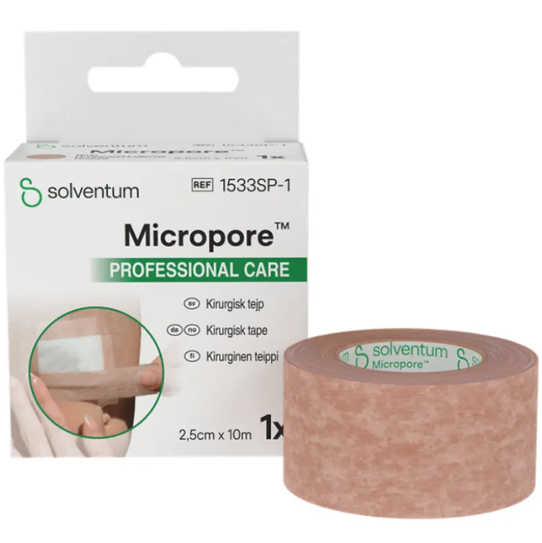Micropore Kirurgisk Tape Lysebrun - 2,5 cm x 10 m (1 stk)