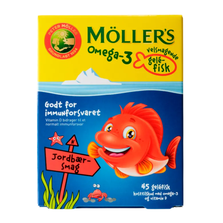 Møllers Omega-3 Fisk Jordbærsmag (45 stk)