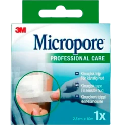 3M Micropore Kirurgisk Tape 2,5 cm x 10 m (1 stk)