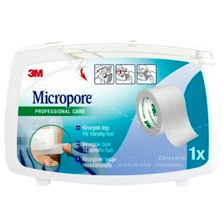 3M Micropore Kirurgisk Tape Hvid 2,5 cm x 9,1 m (1 stk)