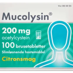 Mucolysin 200 mg Citronsmag (100 brusetabletter)