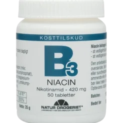 Natur Drogeriet B3 Niacin (nikotinamid) 420 mg (50 tabletter)