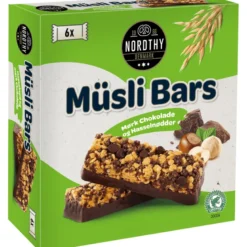 Nordthy Müsli Bars Hasselnød & Mørk Chokolade (6 stk)