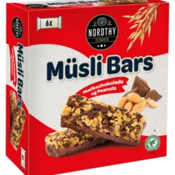 Nordthy Müsli Bars Peanuts & Mælkechokolade (6 stk)