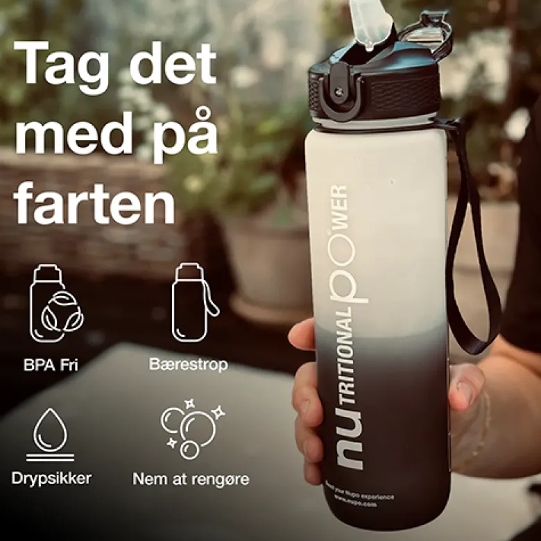 Nupo Motivations Vandflaske Sort (1000 ml)