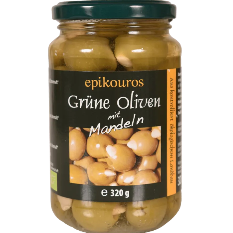 Oliven Grønne med Mandler Ø (320 gr)