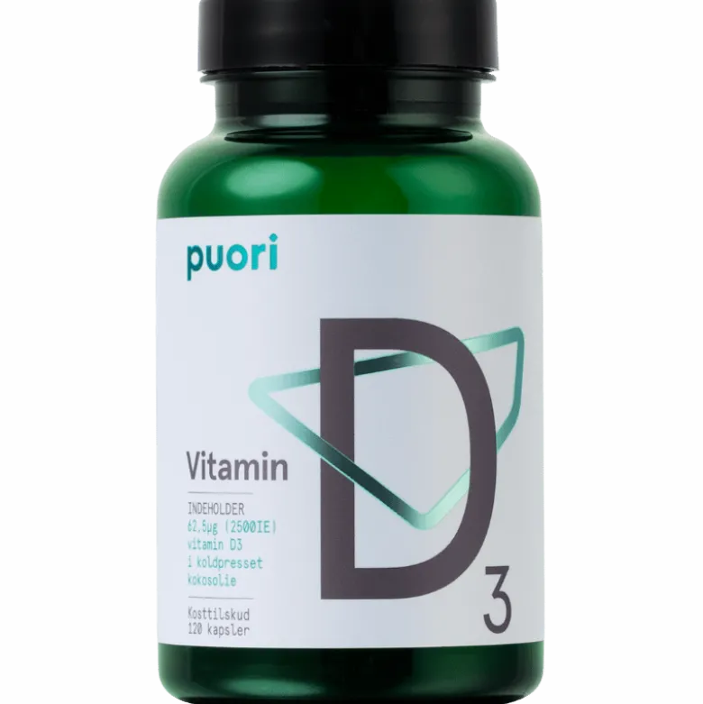 Puori Vitamin D3 med Kokosolie - 62,5 µg (120 kapsler)