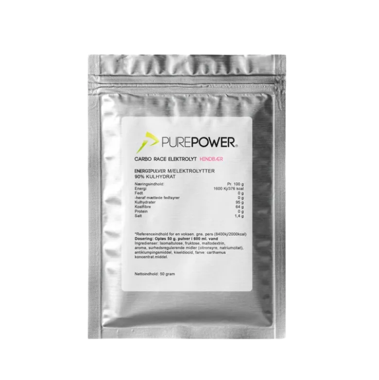 PurePower Carbo Race Electrolyte Hindbær (50 g)