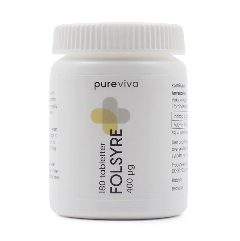 Pureviva Folsyre 400 µg (180 tabl)