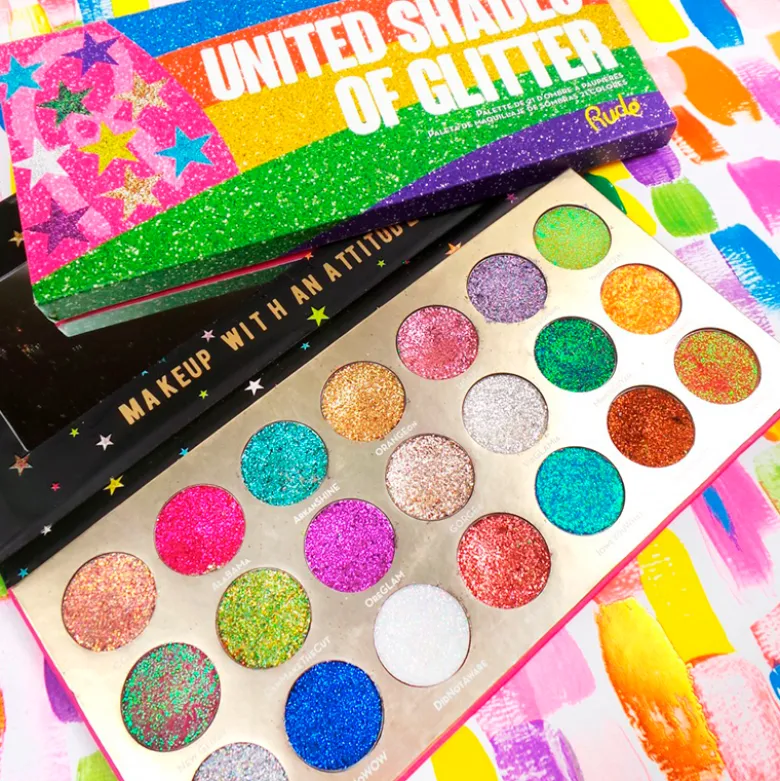 RUDE Cosmetics United Shades of Glitter 21 Pressed Glitter Palette (1 stk)