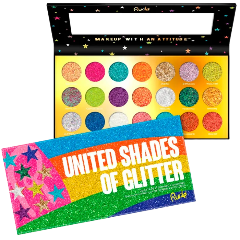 RUDE Cosmetics United Shades of Glitter 21 Pressed Glitter Palette (1 stk)