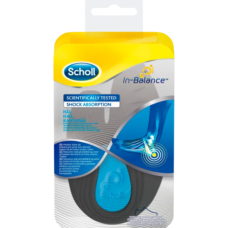 Scholl In-Balance Smertelindrende Indlægssål Hæl, L: Str 42,5-45 (2 stk)