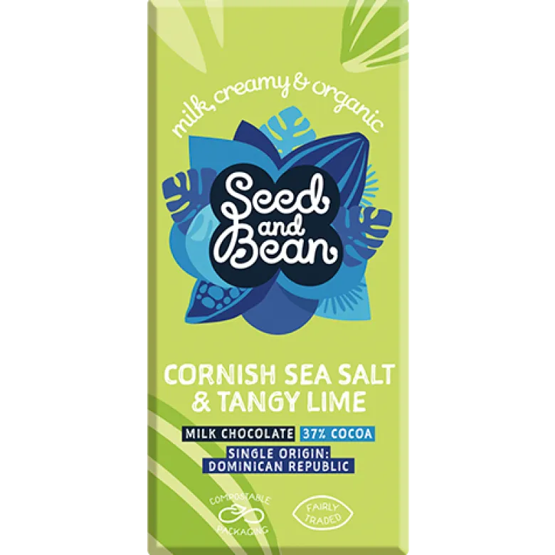 Seed & Bean Mælke Chokolade 37% Cornish Sea Salt & Lime Ø (75 g)