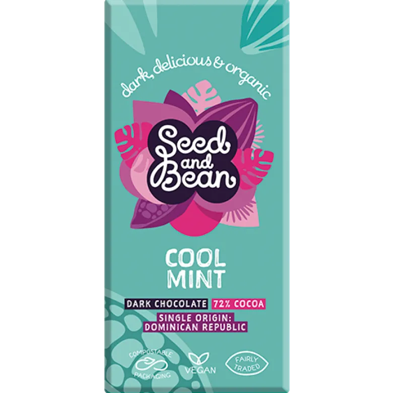 Seed & Bean Mørk Chokolade 72% med Mint Ø (75 gr)