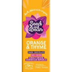 Seed & Bean Mørk Chokolade Sød appelsin & Timian 58% Ø (25 g)