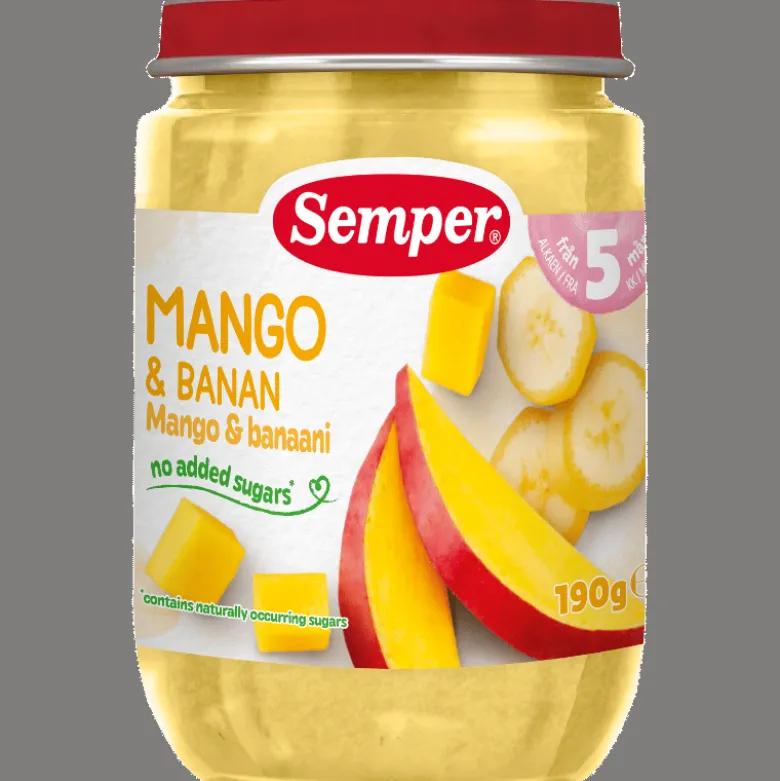 Semper Frugtpuré Mango & Banan 5M (190 g)