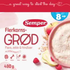 Semper Fuldkornsgrød Mild & Med Frugt 8M (480 g)