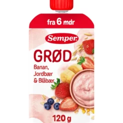 Semper Grød Jordbær/Banan 6M (120 g)