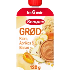 Semper Grød Smoothie Pære/Abrikos 6M (120 g)