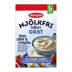 Semper Mælkefri Grød Fuldkorn Banan, Blåbær Og Jordbær (400 g)