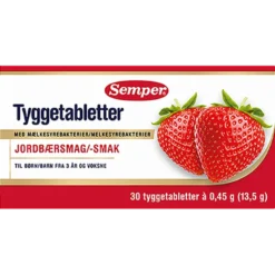 Semper Tyggetabletter Med Mælkesyrebakterier Jordbærsmag (30 stk)