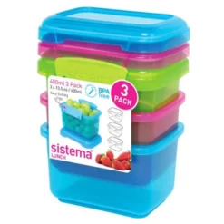 Sistema Opbevaringsboks 3-pak 400 ml blå, pink, grøn