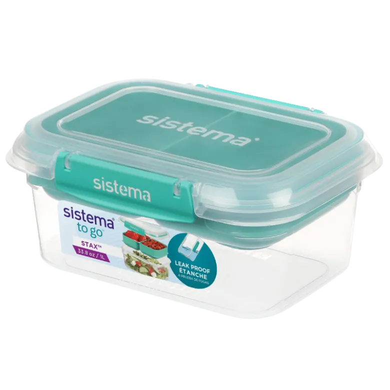 Sistema Rectangle Stax To Go Minty Teal / Ocean Blue (1 l)